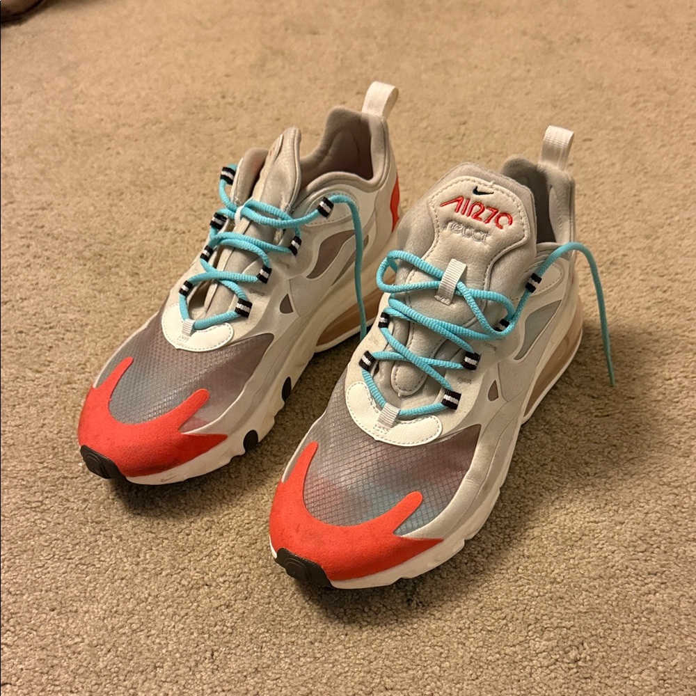 Nike Kids Air Max 270 React - Red, Gray, and Blue